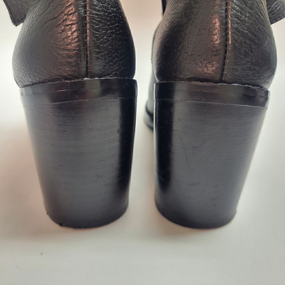 Shelly's London Reversible Adjustable Buckle Strap Block Heel Leather Booties - Picture 11 of 16